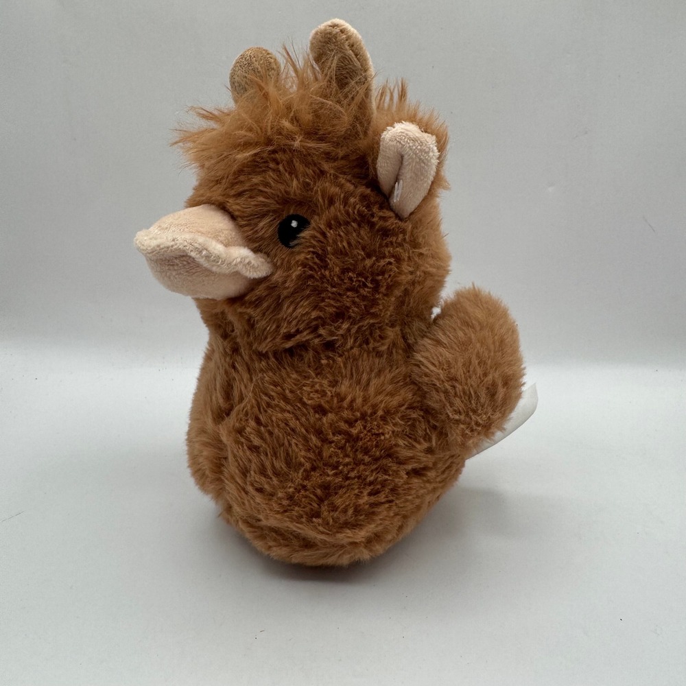 Highland Cow Plush Duck Small Brown Hybrid Stuffed Animal 7in Toy